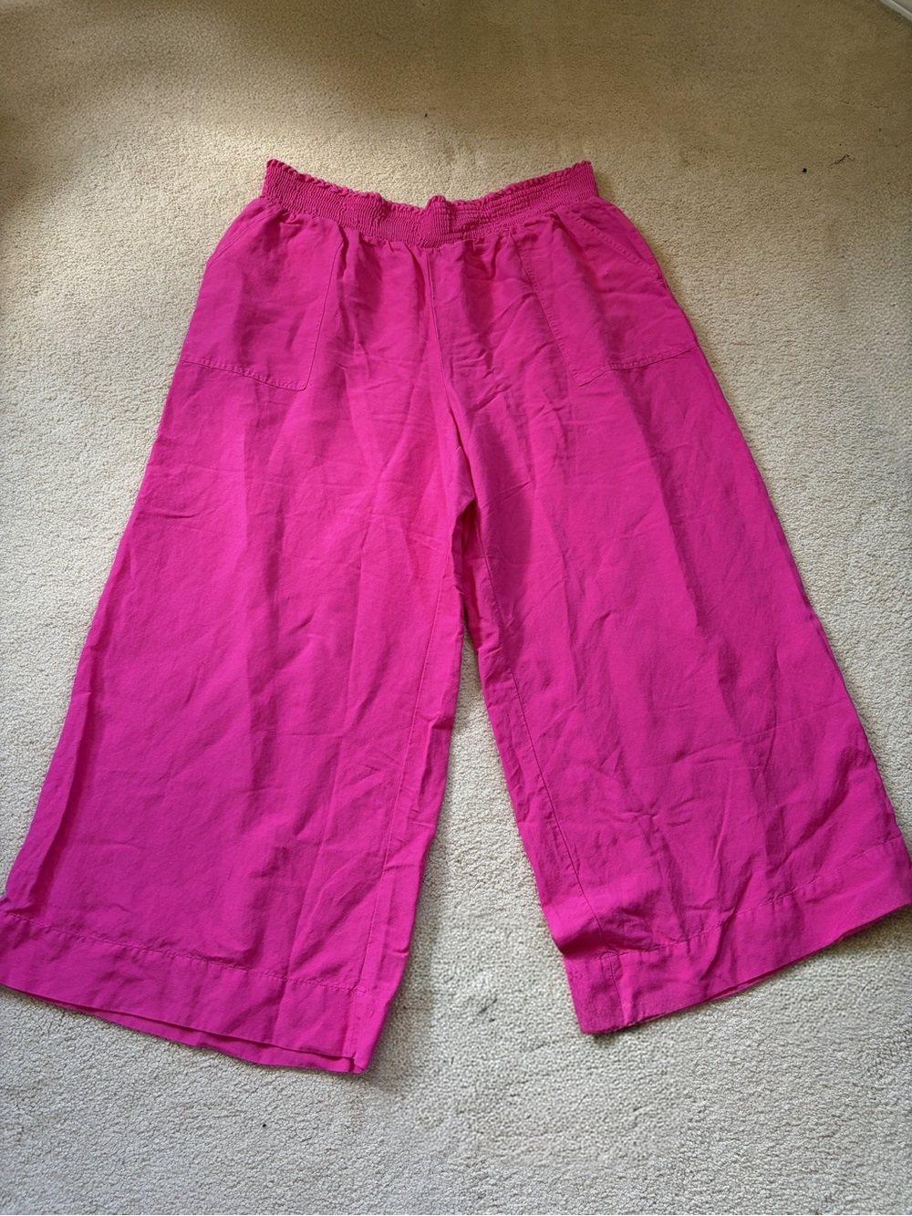 Wide-Leg Pull-On Pants in Bright Fuchsia